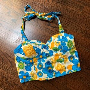 Gorgeous vintage floral bustier halter top!